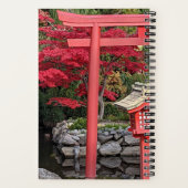 Japanse tuinstructuren en rode esdoornbladeren notitieboek (Achterkant)