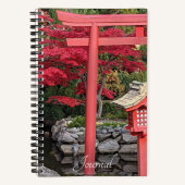 Japanse tuinstructuren en rode esdoornbladeren notitieboek (Voorkant)