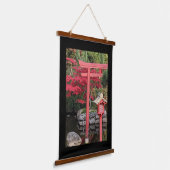 Japanse Tuinstructuren met Zwarte Rand Hangend Wandkleed (Gebogen)