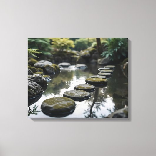 Japanse Tuinvijver met Zen Stones Canvas Afdruk (Voorkant)