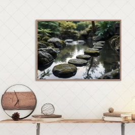 Japanse Tuinvijver met Zen Stones Canvas Afdruk