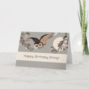 Japanse Uil Nacht Maan Houtsnede Vliegende Nacht Kaart