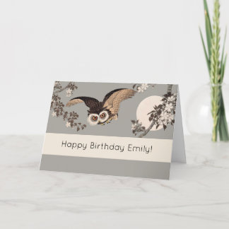 Japanse Uil Nacht Maan Houtsnede Vliegende Nacht Kaart