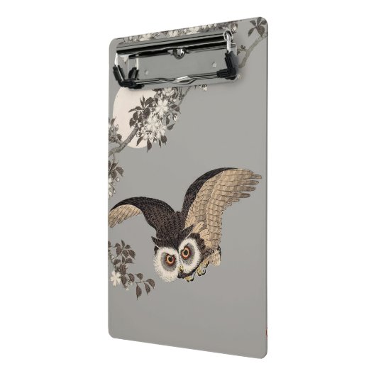 Japanse Uil Nacht Maan Houtsnede Vliegende Nacht Mini Klembord (Angled2)