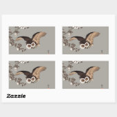 Japanse Uil Nacht Maan Houtsnede Vliegende Nacht Rechthoekige Sticker (Vel)