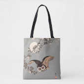 Japanse Uil Nacht Maan Houtsnede Vliegende Nacht Tote Bag (Voorkant)