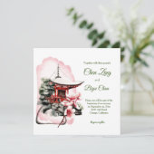 Japanse uitnodiging voor aangepaste bruiloft (Staand voorkant)