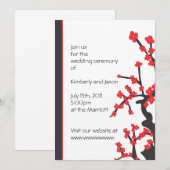 Japanse uitnodiging voor het rode bloesems (Voorkant / Achterkant)