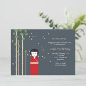 Japanse uitnodiging voor meisjes (Staand voorkant)