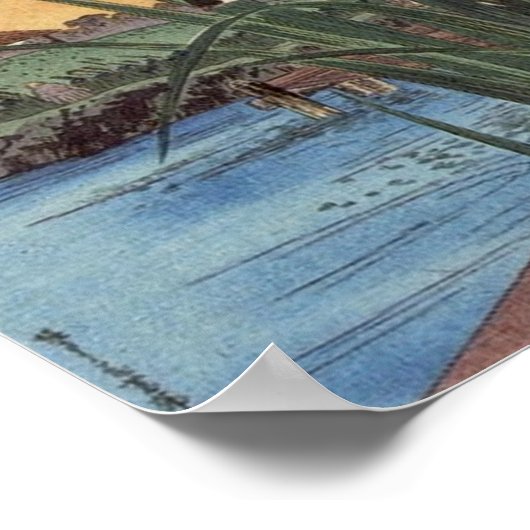 Japanse ukio-e-blauwe iris en vogelscène poster (Hoek)