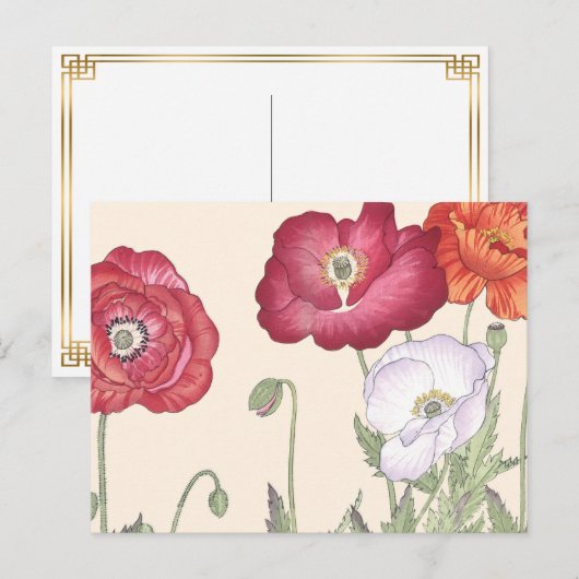  Japanse Ukiyo Art Poppy Flowers Briefkaart (Voorkant / Achterkant)