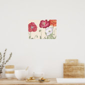  Japanse Ukiyo Art Poppy Flowers Poster (Keuken)