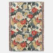 Japanse Ukiyo-E Art Bloemenpatroon Deken (Voorkant Verticaal)
