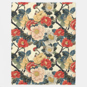 Japanse Ukiyo-E Art Bloemenpatroon Fleece Deken (Voorkant)