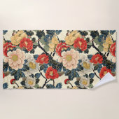 Japanse Ukiyo-E Art Bloemenpatroon Strandlaken (Voorkant)