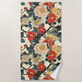Japanse Ukiyo-E Art Bloemenpatroon Strandlaken (Voorkant)