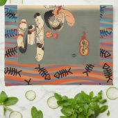 Japanse Ukiyo-e Catfish Wave Art Theedoek (Gevouwen)