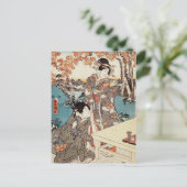 Japanse  ukiyo-e geisha briefkaart (Staand voorkant)