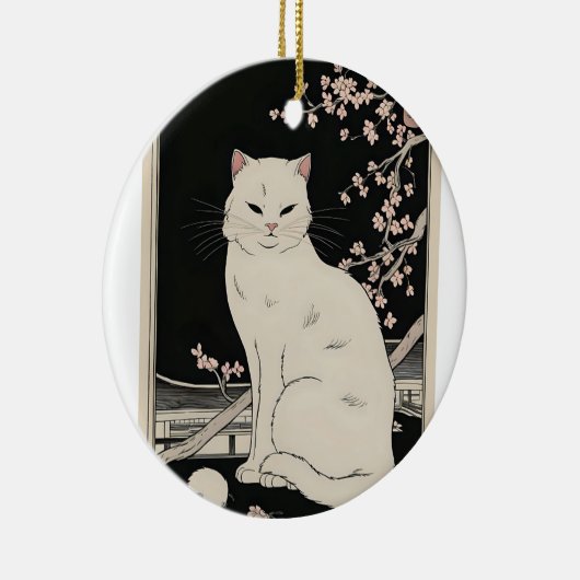 Japanse ukiyo e kat kunst keramisch ornament (Rechts)