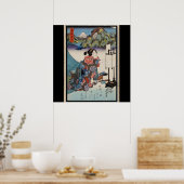 Japanse  Ukiyo-e Lady Mountain Scene Poster (Keuken)