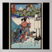 Japanse  Ukiyo-e Lady Mountain Scene Poster (Voorkant)