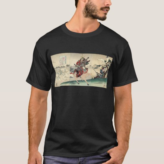 Japanse ukiyo-e paard ridder krijger samoerai t-shirt (Voorkant)