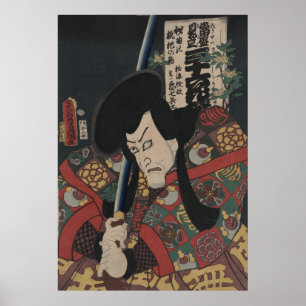 Japanse Ukiyo-e Samurai Kabuki Actor door Kunisada Poster