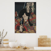 Japanse Ukiyo-e Samurai Kabuki Actor door Kunisada Poster (Keuken)