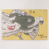 Japanse Ukiyo-e Samurai met Fan en Katana art Legpuzzel (Horizontaal)