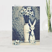Japanse ukiyo-e Style Bunny en Daffodils Pasen Kaart (Achterkant)
