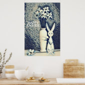 Japanse ukiyo-e Style Bunny en Daffodils Pasen Poster (Keuken)