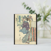 japanse ukiyo-e tuin traditioneel kimono geisha briefkaart (Staand voorkant)