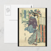 japanse ukiyo-e tuin traditioneel kimono geisha briefkaart (Voorkant / Achterkant)
