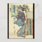 japanse ukiyo-e tuin traditioneel kimono geisha briefkaart (Voorkant)