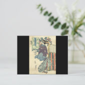 Japanse ukiyo-e tuin traditionele kimono geisha briefkaart (Staand voorkant)