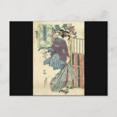 Japanse ukiyo-e tuin traditionele kimono geisha briefkaart (Voorkant)