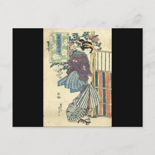 Japanse ukiyo-e tuin traditionele kimono geisha briefkaart (Voorkant)