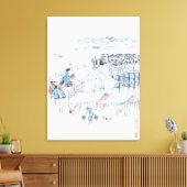 Japanse Ukiyo-e van 47 Ronin op de Ryogoku-brug Canvas Afdruk (Insitu (Woonkamer))