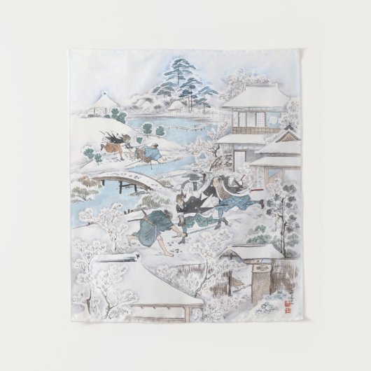 Japanse Ukiyo-e van 47 Ronin op de Ryogoku-brug Wandkleed (Voorkant)