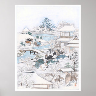 Japanse Ukiyo-e van de 47 Ronin Fighting Samurai Poster