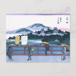 Japanse Ukiyo-e van de brug van Yoshida door Hiros Briefkaart