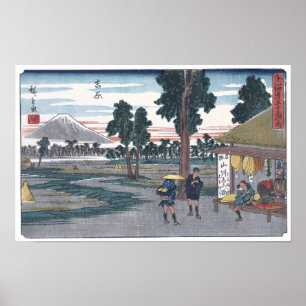 Japanse Ukiyo-e van Yoshiwara-station door Hiroshi Poster