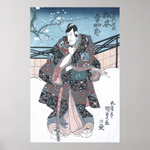 Japanse Ukiyo-e Winter Kabuki Actor door Kunisada Poster