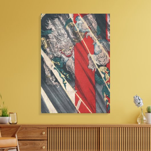 Japanse Ukiyo-e Yokai Ibaraki Demon van Yoshitoshi Canvas Afdruk (Insitu (Woonkamer))