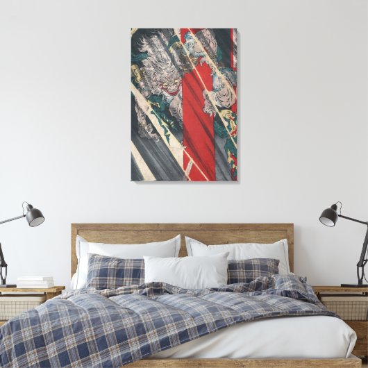 Japanse Ukiyo-e Yokai Ibaraki Demon van Yoshitoshi Canvas Afdruk (Insitu (Slaapkamer))