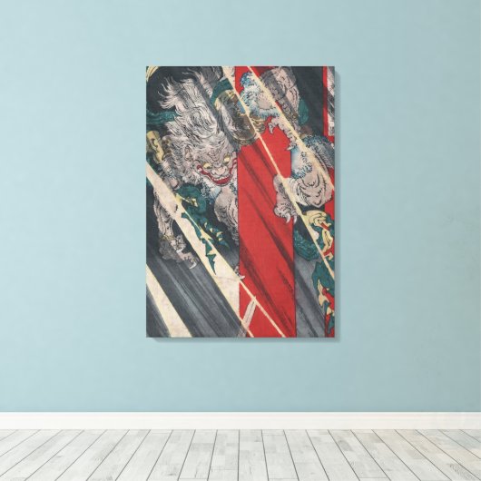 Japanse Ukiyo-e Yokai Ibaraki Demon van Yoshitoshi Canvas Afdruk (Insitu (Houten vloer))
