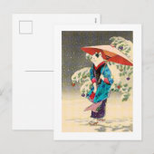 Japanse ukiyokatkerst feestdagenkaart (Voorkant / Achterkant)