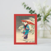 Japanse ukiyokatkerst feestdagenkaart (Staand voorkant)