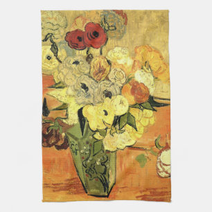 Japanse Vaas, Rozen, Anemonen door Vincent van Gog Theedoek