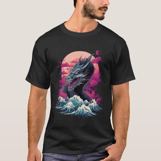 Japanse Vaporwave Tokyo Dragon Aziatische Retro 80 T-shirt (Voorkant)